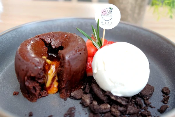 Salted Egg Lava Chocolate Cake