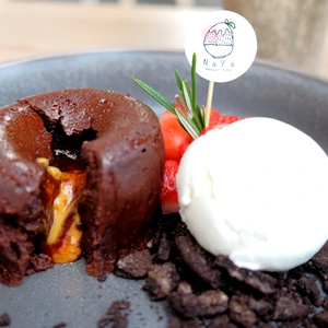 Salted Egg Lava Chocolate Cake